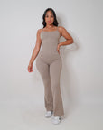 Everyday Flare Jumpsuit in Taupe
