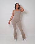 Everyday Flare Jumpsuit in Taupe