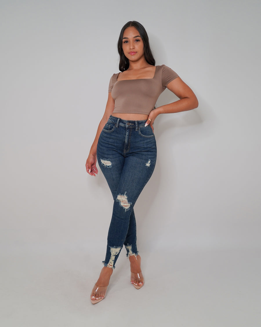 Coffee Date Crop Top in Taupe