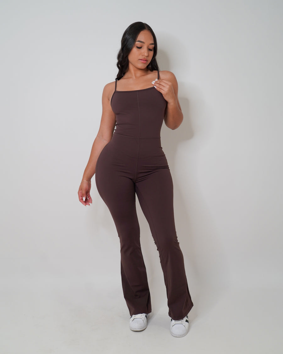 Everyday Flare Jumpsuit in Espresso