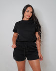 Be Right Back Shorts Set in Black