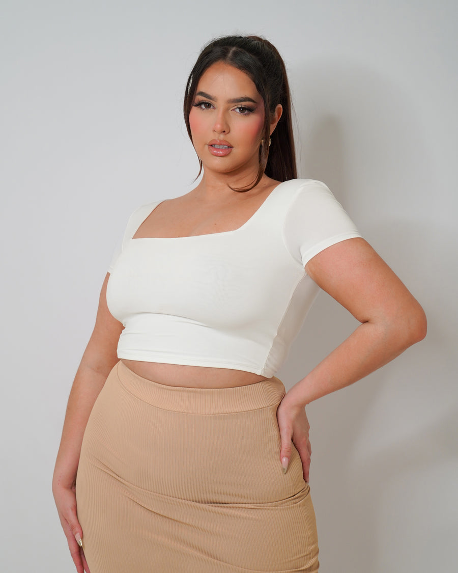 Coffee Date Crop Top in Ivory