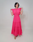 Dahlia Ruffle Sleeve Dress in Fuschia