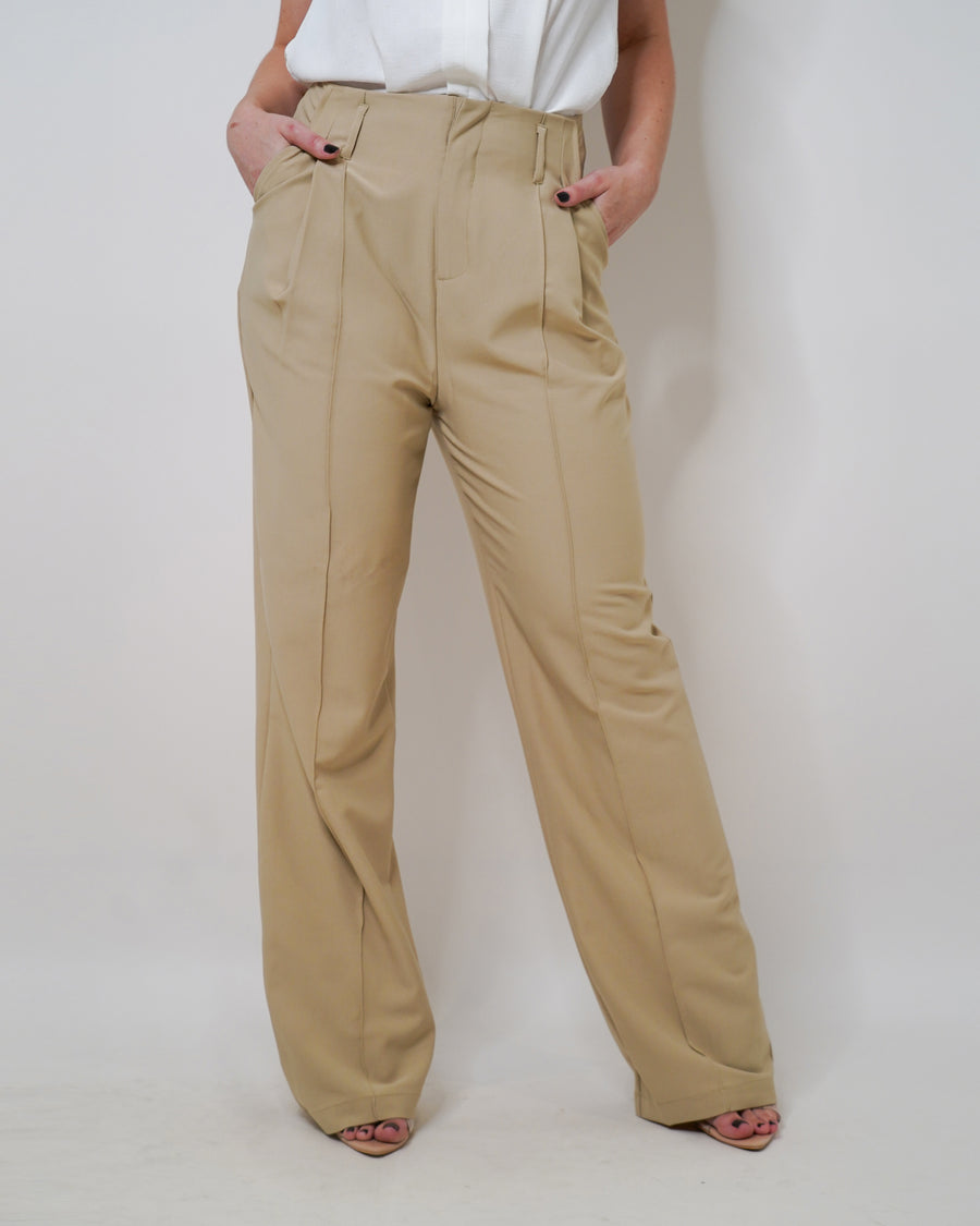 Relaxed Work Pants in Beige