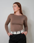 Essential Round Neck Top in Taupe