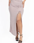 Glittery Ruched Elastic Maxi Skirt